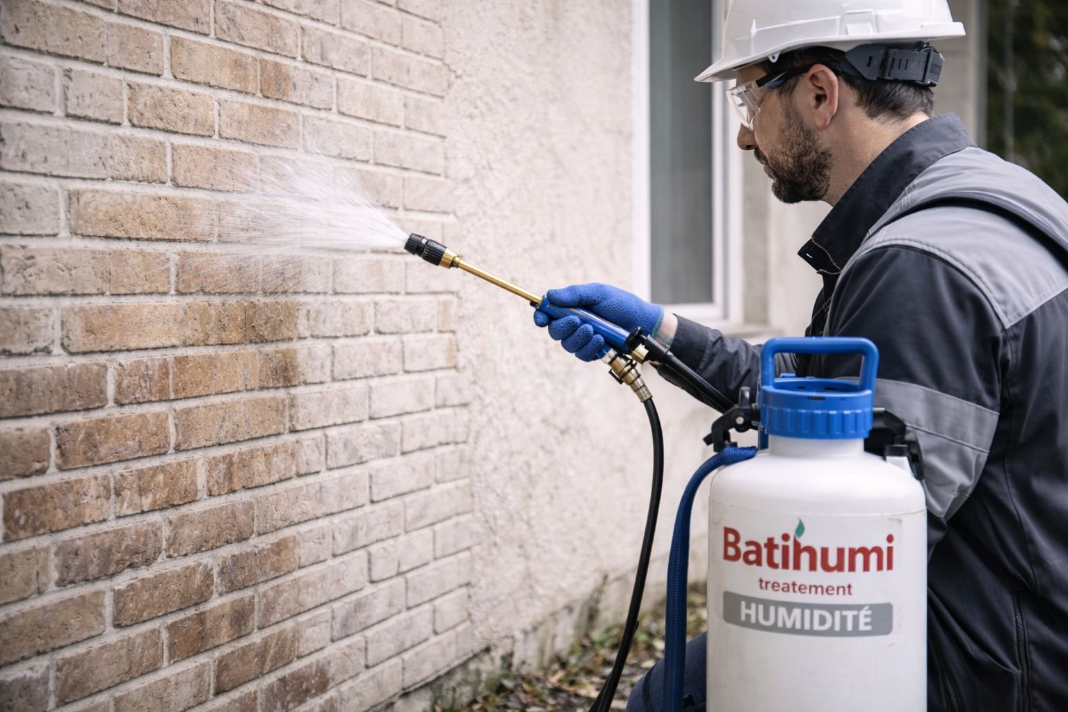 Application de protection hydrofuge sur façade